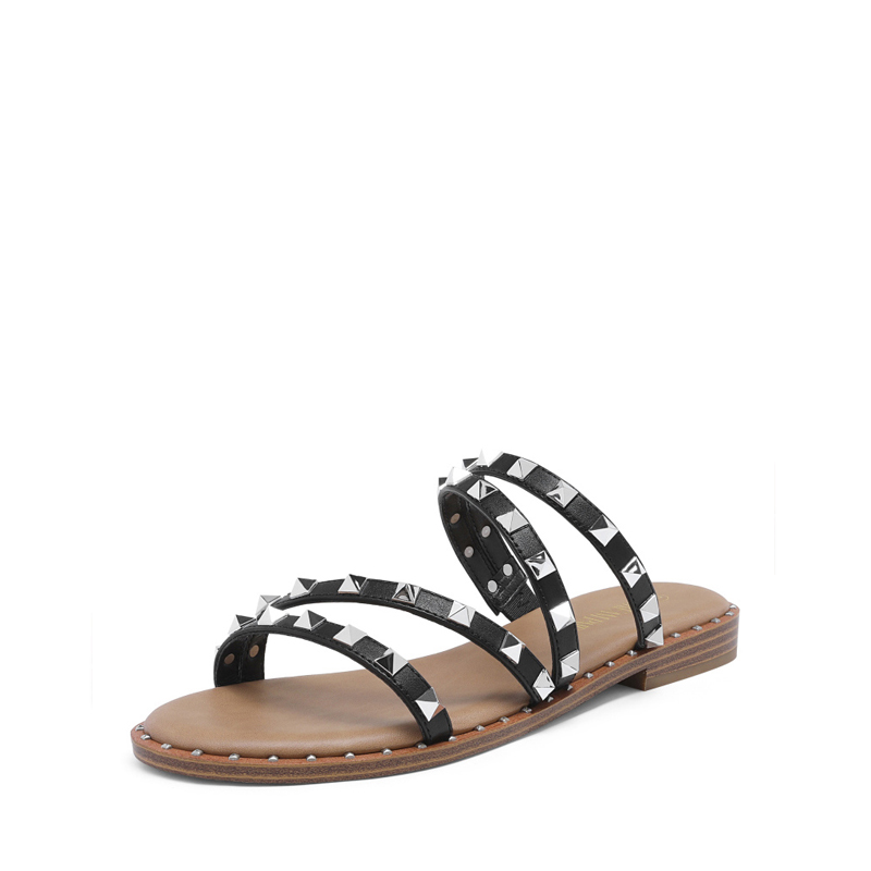 Clear flat sandals with rhinestones discount